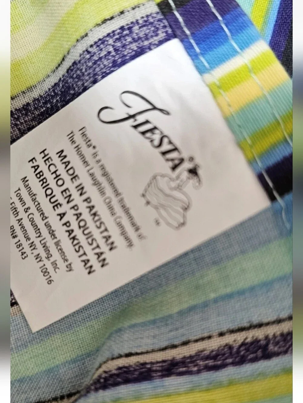 2 Set Fiesta Brand 64 inch Round Striped Tablecloths New Without Tags *1 smudged